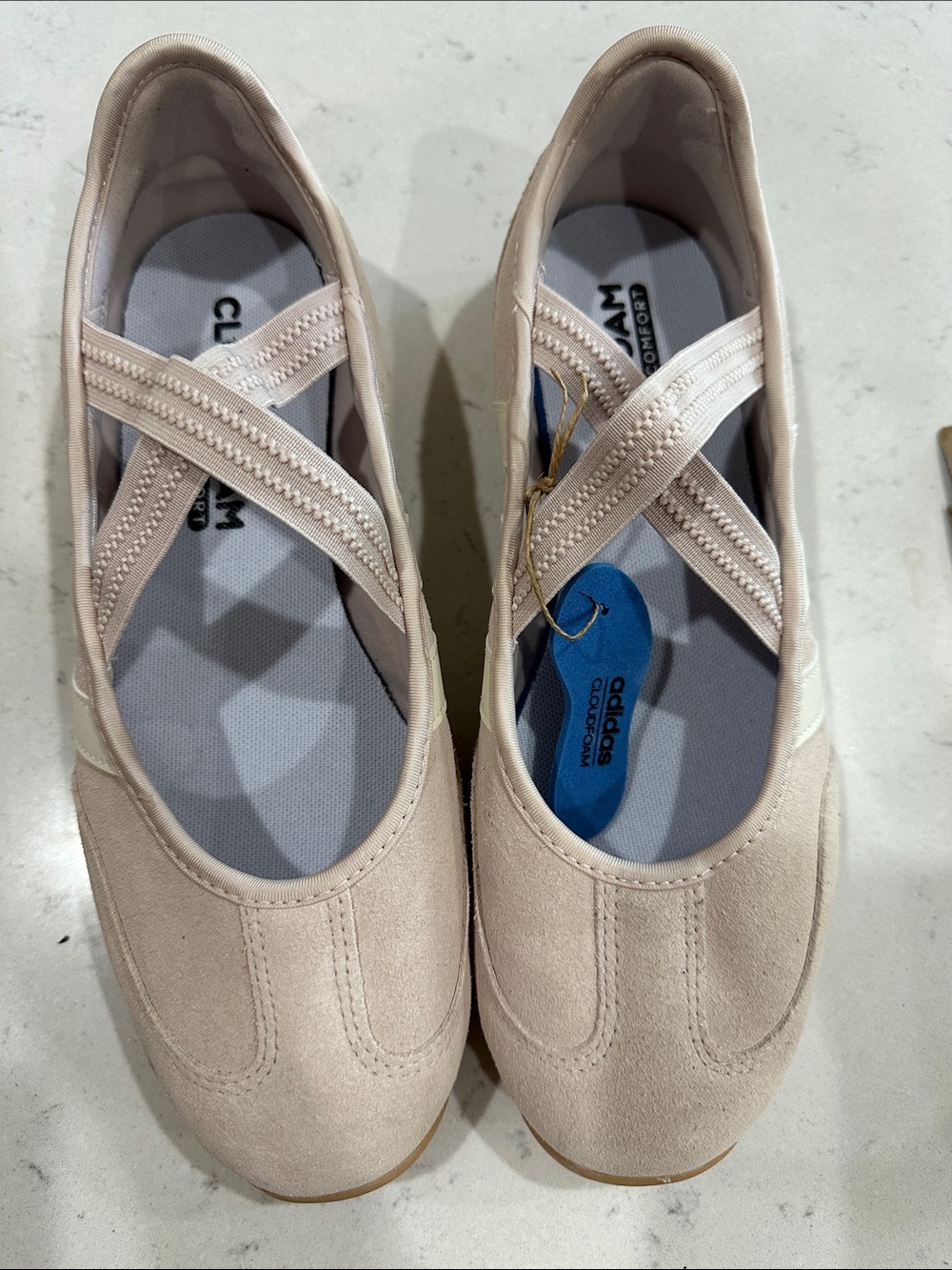 adidas Blush Pink Ballet Flats with Cross Straps